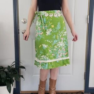 Floral Green Wrap Skirt